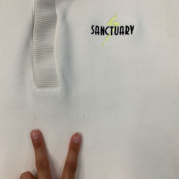 Straight Down Sweatshirt Mens L Large Bone White Quarter Snap Button Cotton Golf - Picture 7 of 10